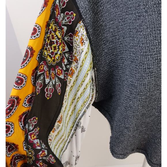 Free People SZ XS Blossom Thermal Patchwork Top Charcoal Gray - Picture 6 of 8